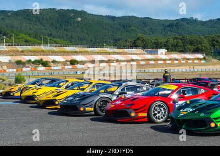 Estoril, Portogallo. 15 luglio 2023. Ferrari 488 EVO al circuito di Estoril durante il Ferrari Challenge 2023 (Jose Salgueiro/SPP) credito: SPP Sport Press Photo. /Alamy Live News Foto Stock