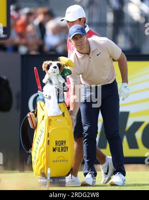 20 luglio 2023; Royal Liverpool Golf Club, Hoylake, Merseyside, Inghilterra: Open Championship Round 1; Rory McIlroy (NIR) al 4° tee Foto Stock