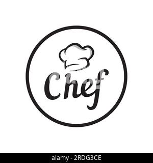 Modello di cappello per chef professionista o chef da cucina. Logo per affari, cuoco casalingo e chef del ristorante. Illustrazione Vettoriale