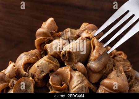 Molluschi commestibili frutti di mare Whelk rifilato Foto Stock