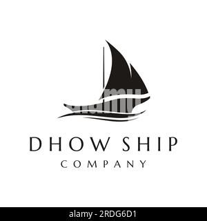 Semplice design nero con logo dhow Ship in stile classico. Illustrazione Vettoriale