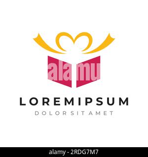 Logo della confezione regalo o regalo con simbolo a nastro, lettera G e regali. Logo per sorpresa, san valentino, compleanno, negozio di articoli da regalo, feste e affari. Illustrazione Vettoriale