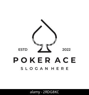 Logo vintage, diamanti, cuori e picche del poker del casinò. Logo del poker club, torneo, gioco d'azzardo, simbolo 777. Illustrazione Vettoriale