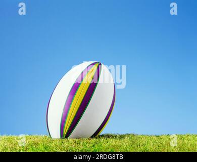 palla di rugby su grass01 03 03.tif Foto Stock