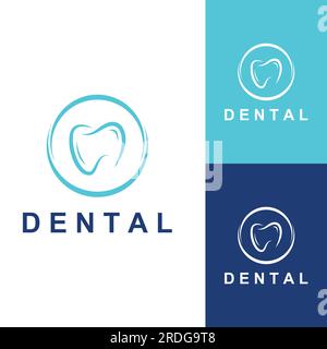 Logo dentale, logo per la salute dentale, e logo per la cura dentale. Utilizzo del concetto di progettazione vettoriale. Illustrazione Vettoriale