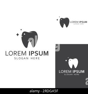 Logo dentale, logo per la salute dentale, e logo per la cura dentale. Utilizzo del concetto di progettazione vettoriale. Illustrazione Vettoriale