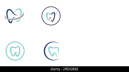 Logo dentale, logo per la salute dentale, e logo per la cura dentale. Utilizzo del concetto di progettazione vettoriale. Illustrazione Vettoriale