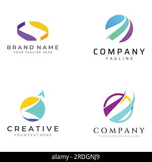 Logo astratto in stile Swoosh con colori moderni. Il logo può essere utilizzato per aziende o aziende. Illustrazione Vettoriale