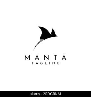 Logo decorato con animali marini o batoidea. Illustrazione Vettoriale