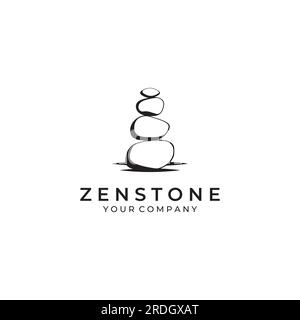Logo pietre zen minimaliste, pietre di bilanciamento, pietre ordinate impilate, pietre per meditazione o salute. Illustrazione Vettoriale