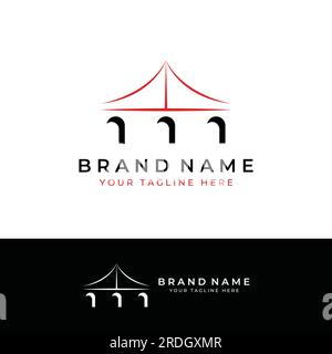 Logo creativo minimalista ed elegante di un edificio a ponte dal concetto moderno. Illustrazione Vettoriale