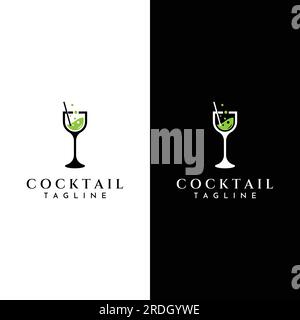 Loghi di cocktail alcolici, bevande da discoteca. Loghi per locali notturni, bar e molto altro. Illustrazione Vettoriale