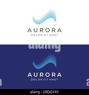 Il logo Light Wave ispirato alla luce dell'aurora. Illustrazione Vettoriale