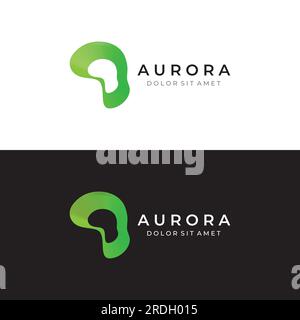 Il logo Light Wave ispirato alla luce dell'aurora. Illustrazione Vettoriale