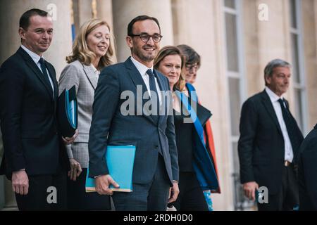 Parigi, Francia. 1 giugno 2023. Recentemente nominato Junior Ministro francese per i conti pubblici Thomas Cazenave dopo il Consiglio dei ministri all'Eliseo. Francia. Parigi, 21 luglio 2023.foto di Jeremy Paoloni/ABACAPRESS.COM Credit: Abaca Press/Alamy Live News Foto Stock