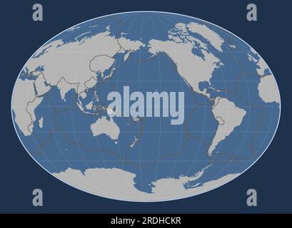 Forma della placca tettonica di Balmoral Reef sulla mappa del contorno solido nella proiezione di Fahey centrata meridionalmente. Confini di altre lastre Illustrazione Vettoriale