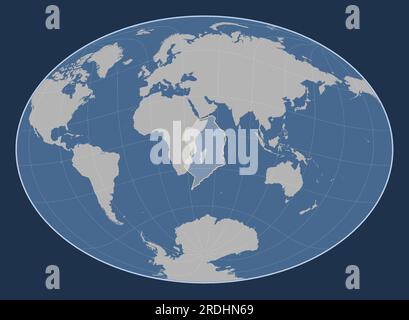 Placca tettonica somala sulla mappa del contorno solido nella proiezione Fahey Oblique centrata meridionalmente e latitudinalmente. Illustrazione Vettoriale