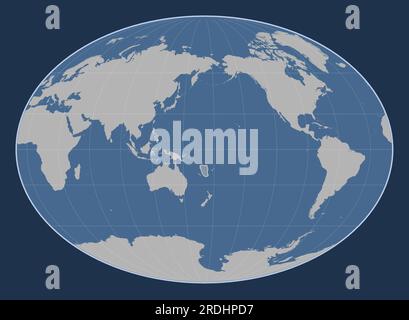 Forma della piastra tettonica delle nuove Ebridi sulla mappa del contorno solido nella proiezione Fahey centrata a sud. Illustrazione Vettoriale