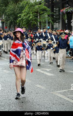 Celebrazioni dell'Orange Day a Belfast Foto Stock