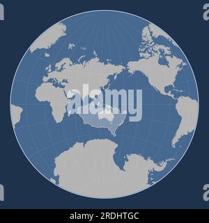 Placca tettonica australiana sulla mappa del contorno solido nella proiezione Lagrange centrata meridionalmente. Illustrazione Vettoriale