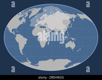 Placca tettonica eurasiatica sulla mappa del contorno solido nella proiezione di Fahey centrata meridionalmente. Illustrazione Vettoriale