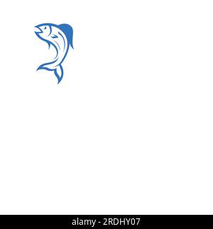 Logo pesce, fishinghook, olio di pesce e icona del ristorante di pesce. Con concetto di icona vettoriale Illustrazione Vettoriale