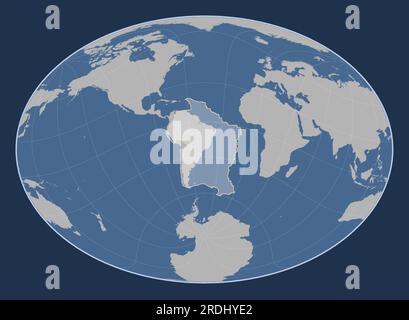 Placca tettonica sudamericana sulla mappa del contorno solido nella proiezione Fahey Oblique centrata in posizione meridionale e latitudinale. Illustrazione Vettoriale