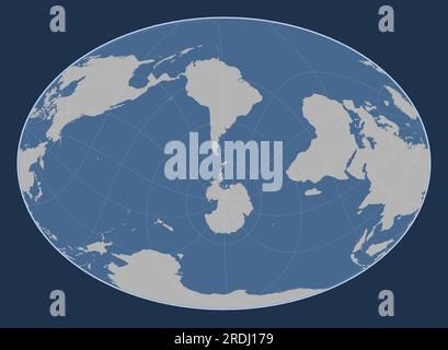 Forma della placca tettonica delle Shetland sulla mappa dei contorni del mondo nella proiezione Fahey Oblique centrata a sud e latitudinalmente. Illustrazione Vettoriale