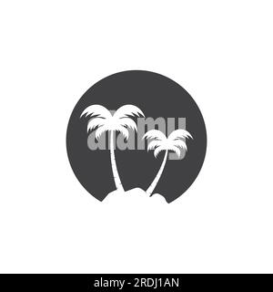 Palm tree estate modello logo illustrazione vettoriale Illustrazione Vettoriale