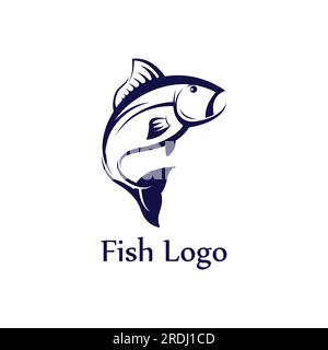 Logo pesce, fishinghook, olio di pesce e icona del ristorante di pesce. Con concetto di icona vettoriale Illustrazione Vettoriale