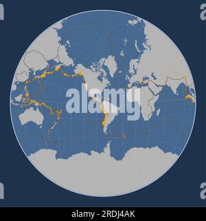 Forma della placca tettonica delle Ande settentrionali sulla mappa di contorno solida nella proiezione obliqua Lagrange centrata in posizione meridionale e latitudinale. Posizioni Illustrazione Vettoriale