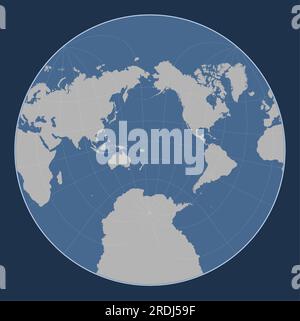 Forma della placca tettonica di Balmoral Reef sulla mappa dei contorni del mondo nella proiezione obliqua di Lagrange centrata a sud e latitudinalmente. Illustrazione Vettoriale