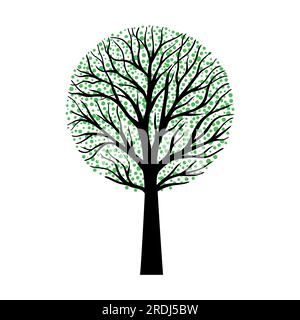 Albero con foglie di colore verde Illustrazione Vettoriale