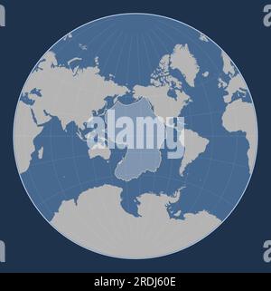 Placca tettonica del Pacifico sulla mappa del contorno solido nella proiezione Lagrange centrata meridionalmente. Illustrazione Vettoriale