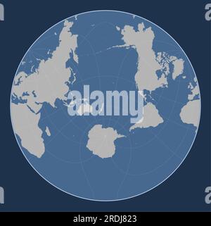 Forma della placca tettonica Kermadec sulla mappa dei contorni del mondo nella proiezione obliqua Lagrange centrata a sud e latitudinalmente. Illustrazione Vettoriale