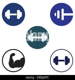 Logo e campana della palestra fitness. Design per palestra e campana, con design vettoriale Illustrazione Vettoriale