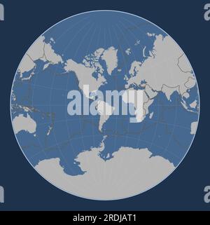 Forma della piastra tettonica delle Shetland sulla mappa di contorno solido nella proiezione Lagrange centrata meridionalmente. Confini di altre lastre Illustrazione Vettoriale