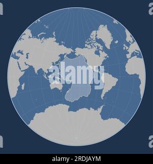 Placca tettonica del Pacifico sulla mappa del contorno solido nella proiezione Lagrange Oblique centrata in posizione meridionale e latitudinale. Illustrazione Vettoriale