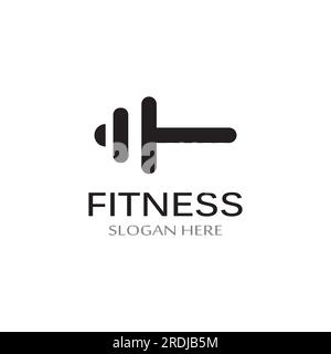 Logo e campana della palestra fitness. Design per palestra e campana, con design vettoriale Illustrazione Vettoriale