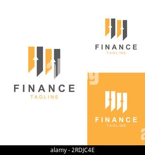 Logo aziendale finanziario o logo grafico finanziario.Logo per i dati dei risultati aziendali finanziari.con design a icone vettoriali. Illustrazione Vettoriale