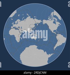 Forma della placca tettonica di Woodlark sulla mappa del contorno del mondo nella proiezione obliqua di Lagrange centrata a sud e latitudinalmente. Boundari Illustrazione Vettoriale