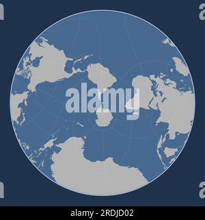 Forma della placca tettonica delle Shetland sulla mappa dei contorni del mondo nella proiezione obliqua di Lagrange centrata a sud e latitudinalmente. Illustrazione Vettoriale