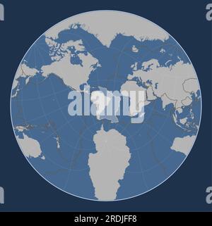 Placca tettonica sudamericana sulla mappa del contorno solido nella proiezione Lagrange Oblique centrata in posizione meridionale e latitudinale. Confini dell'altro Illustrazione Vettoriale