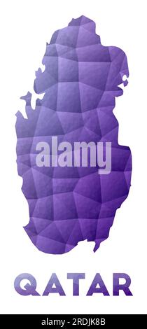 Mappa del Qatar. Illustrazione a basso contenuto di polietilene del paese. Design geometrico viola. Illustrazione del vettore poligonale. Illustrazione Vettoriale