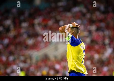 Faro, Portogallo. 20 luglio 2023. Cristiano Ronaldo dell'al Nassr FC in azione durante la partita di calcio dell'Algarve Cup (amichevole pre-stagionale) tra al Nassr FC e SL Benfica all'Estadio Algarve. (Punteggio finale: Al Nassr FC 1 - 4 SL Benfica) credito: SOPA Images Limited/Alamy Live News Foto Stock