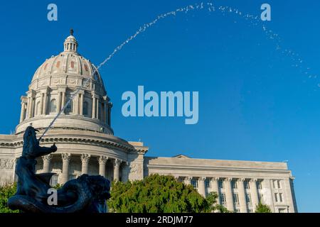 26 agosto 2020, Jefferson City, Missouri, USA: Il Campidoglio del Missouri situato a Jefferson City ed è il terzo campidoglio della città dopo Foto Stock