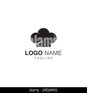 Logo Chef Hat per ristorante, caffetteria e consegna di cibo online. Logo con design vettoriale. Illustrazione Vettoriale