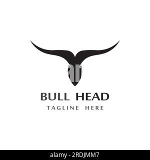 Logo vintage con corna a testa di toro Illustrazione Vettoriale