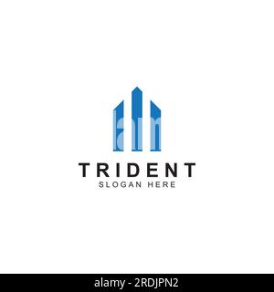 Logo Trident con design vettoriale. Illustrazione Vettoriale