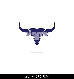 Logo vintage con corna a testa di toro Illustrazione Vettoriale